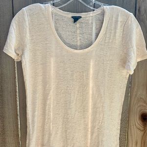 Ann Taylor Gold Speckle Linen Casual Top Size S